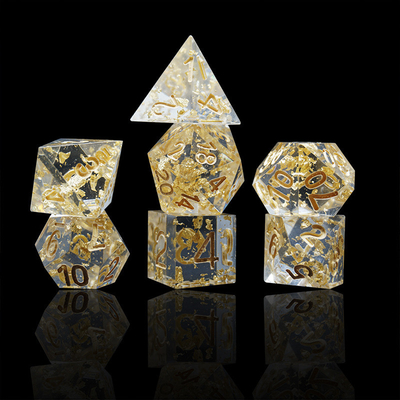 Handwerk Gold Foil Resin RPG Dice Set Dragon And Duct#Dnd#Rpg#Coc