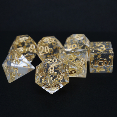 Handwerk Gold Foil Resin RPG Dice Set Dragon And Duct#Dnd#Rpg#Coc