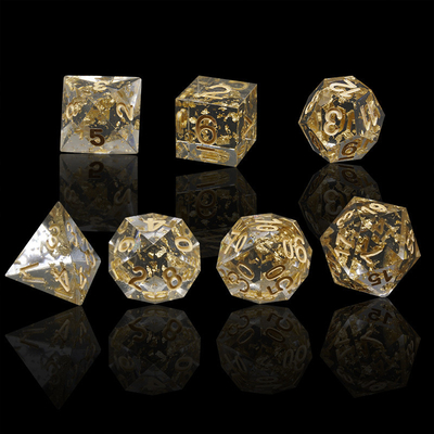Handwerk Gold Foil Resin RPG Dice Set Dragon And Duct#Dnd#Rpg#Coc