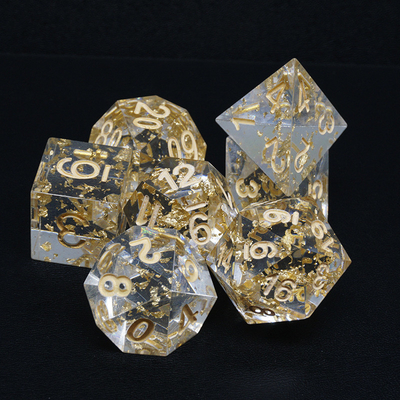 Handwerk Gold Foil Resin RPG Dice Set Dragon And Duct#Dnd#Rpg#Coc