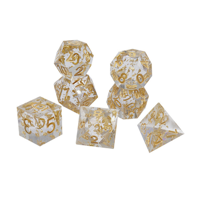 Handwerk Gold Foil Resin RPG Dice Set Dragon And Duct#Dnd#Rpg#Coc