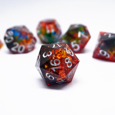 Roodgoud folie hars dobbelstenen set handwerk Custom kleur#Rpg#Dnd#Coc