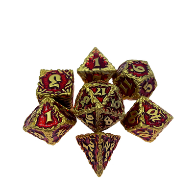 Red Tree Vine Metal Multi-Face Dice Collection Desktop Game Dnd&amp;Rpg&amp;Coc