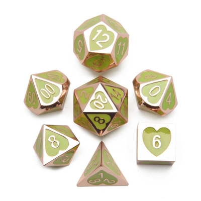 Green Peach Heart Metal Multi -Flag RPG Dice Set Dnd Coc Luxe stijl
