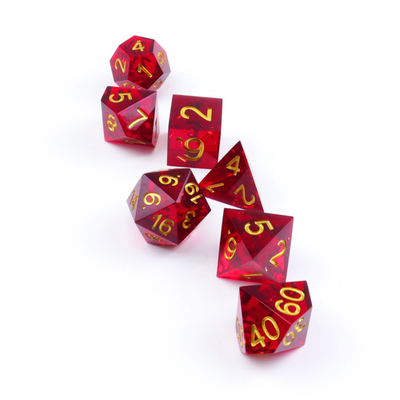Rode granaatappel natuurlijke hars dobbelstenen set desktop spel voorkeur magie domein avontuur dnd dobbelstenen