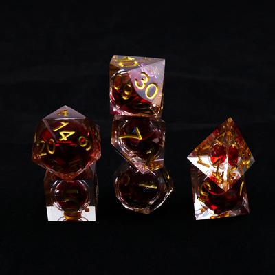 Granatenappel vloeibare natuurlijke hars multi -faceted tablet spel dobbelstenen set dnd dobbelstenen