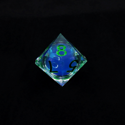 Transparante blauwe vloeibare natuurlijke hars desktop spel dobbelstenen set dnd dobbelstenen
