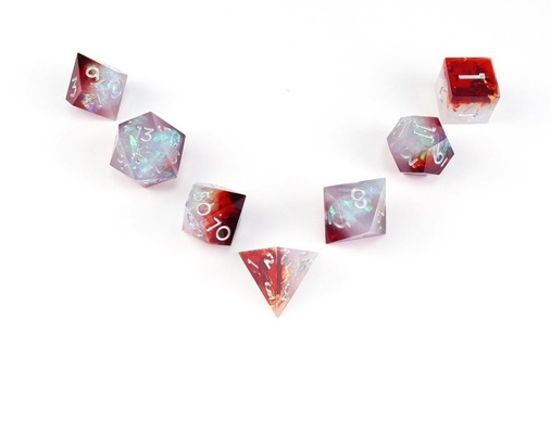 Wit plus rood erts hars desktop spel dobbelstenen set dnd dobbelstenen