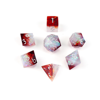 Wit plus rood erts hars desktop spel dobbelstenen set dnd dobbelstenen