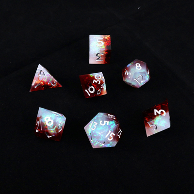 Wit plus rood erts hars desktop spel dobbelstenen set dnd dobbelstenen