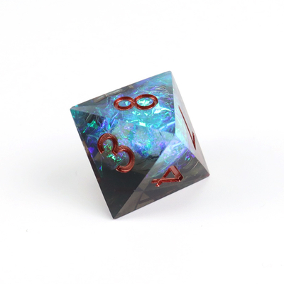 Blauw plus zwart erts hars personage speelt een multi -noodle dobbelsteen set dnd dobbelsteen