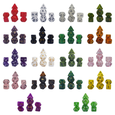 Candy kleur natuurlijke hars karakter speelt dobbelstenen set dnd dobbelstenen