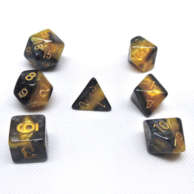 Geel en zwart marmer hars RPG dobbelstenen Desktop spel dobbelstenen set