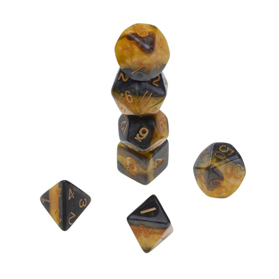 Geel en zwart marmer hars RPG dobbelstenen Desktop spel dobbelstenen set