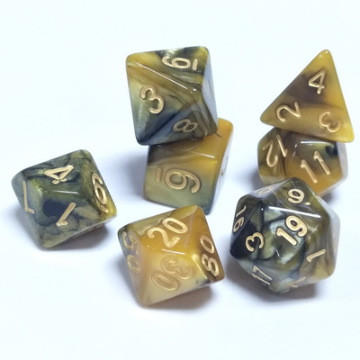 Geel en zwart marmer hars RPG dobbelstenen Desktop spel dobbelstenen set