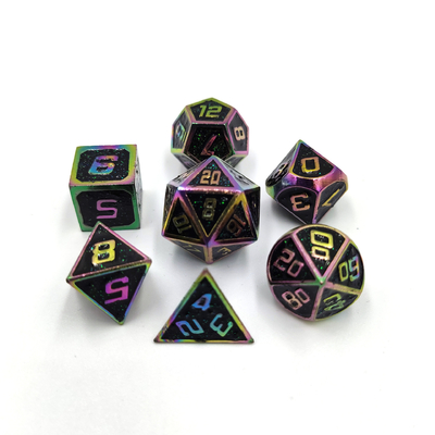 Flash Powder Metal Multi Face Role Spelende dobbelstenen Set Blauw karakter