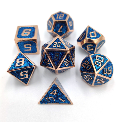 Flash Powder Metal Multi Face Role Spelende dobbelstenen Set Blauw karakter