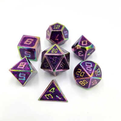 Flash Powder Metal Multi Face Role Spelende dobbelstenen Set Blauw karakter