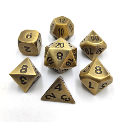 Champagne Gold Color Metal Polyhedraal Dobbelstenen Desktop Game Dobbelstenen Set