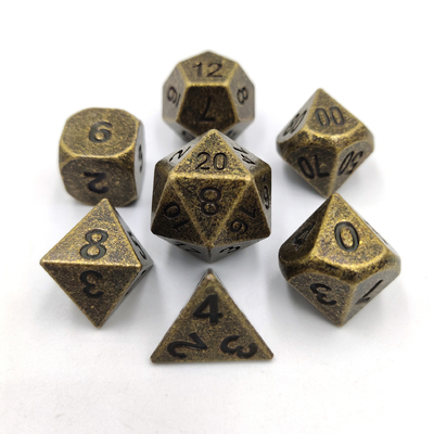 Champagne Gold Color Metal Polyhedraal Dobbelstenen Desktop Game Dobbelstenen Set