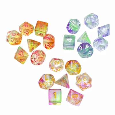 Kleur kristal hars desktop spel dobbelstenen set dnd dobbelstenen