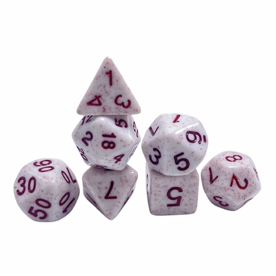 Rood woord rood gevlekte erts hars personage spelen bordspel dobbelstenen set dnd dobbelstenen