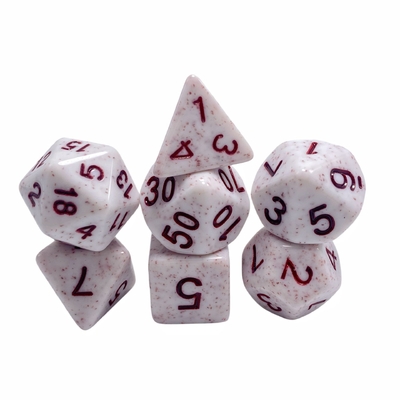 Rood woord rood gevlekte erts hars personage spelen bordspel dobbelstenen set dnd dobbelstenen