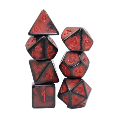 Antiek, oud zwart rug, rood hars karakter, bordspel dobbelstenen.