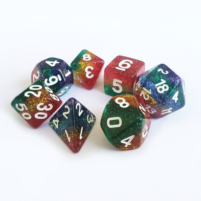 Shin Golden Powder Rainbow Resin Boarding Dice Set Dragon en Dungeon
