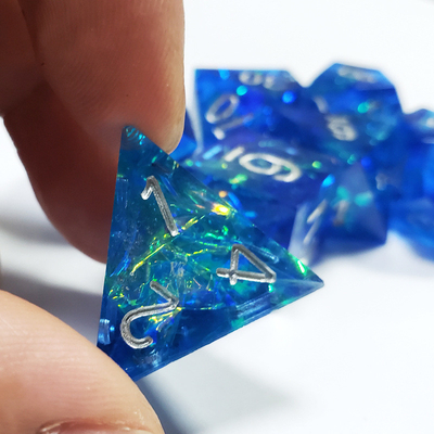 Blue Ocean Heart Crystal Resin Boarding Dice Set Dragon en Dungeon