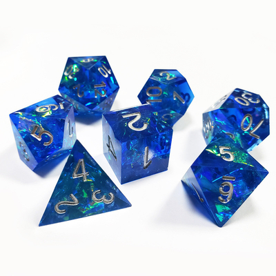 Blue Ocean Heart Crystal Resin Boarding Dice Set Dragon en Dungeon