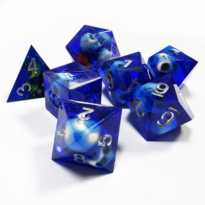 Blauw kristal schedel hars boarding dobbelstenen set draak en kerker