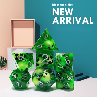 Groene kristallen schedel hars boarding dobbelstenen set draak en kerker