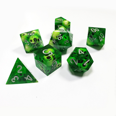 Groene kristallen schedel hars boarding dobbelstenen set draak en kerker