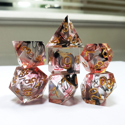 Rood en zwart Folie gemengde rookkristallen Hars Boarding Dice Set dnd dice