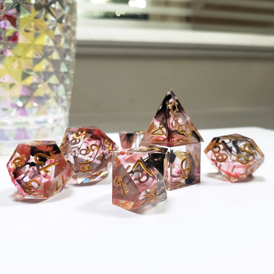 Rood en zwart Folie gemengde rookkristallen Hars Boarding Dice Set dnd dice