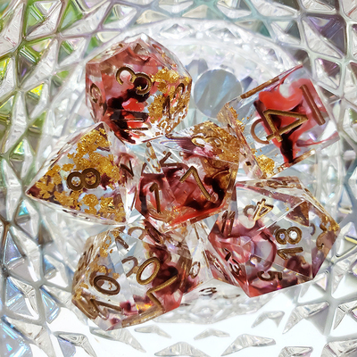 Rood en zwart Folie gemengde rookkristallen Hars Boarding Dice Set dnd dice