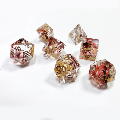 Rood en zwart Folie gemengde rookkristallen Hars Boarding Dice Set dnd dice