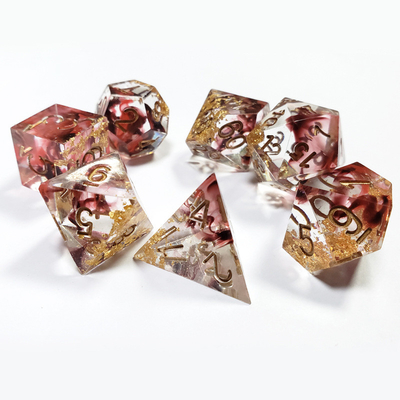 Rood en zwart Folie gemengde rookkristallen Hars Boarding Dice Set dnd dice