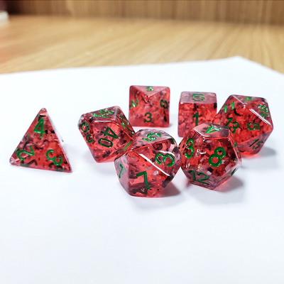 Rode granaatappel Sequins Hars Boarding Dice Set en dobbelstenen