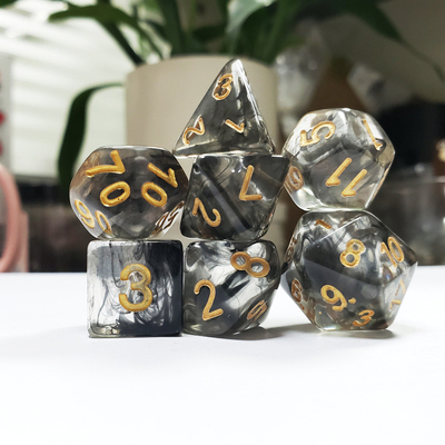 Zwart rookkristal Hars Boarding Dice Set dnd Dice