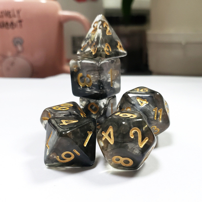 Zwart rookkristal Hars Boarding Dice Set dnd Dice