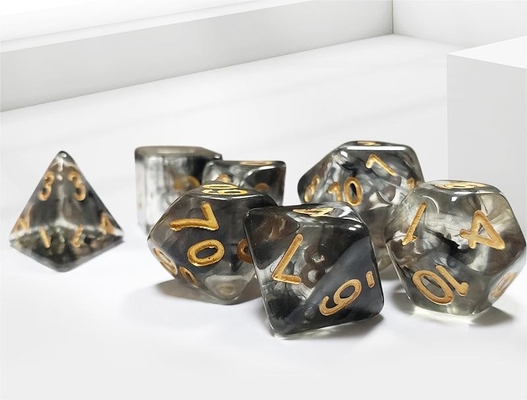 Zwart rookkristal Hars Boarding Dice Set dnd Dice
