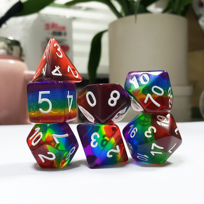 Regenboog kristal hars boarding dobbelstenen set dnd dobbelstenen