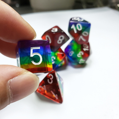 Regenboog kristal hars boarding dobbelstenen set dnd dobbelstenen