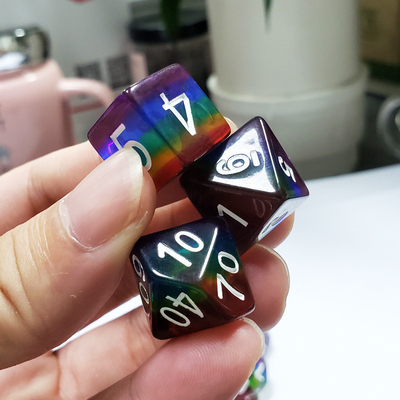 Regenboog kristal hars boarding dobbelstenen set dnd dobbelstenen