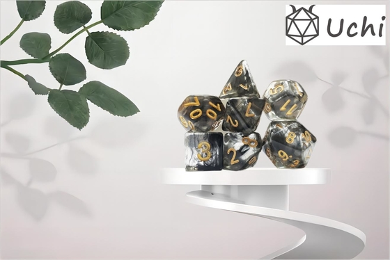Zwart rookkristal Hars Boarding Dice Set dnd Dice