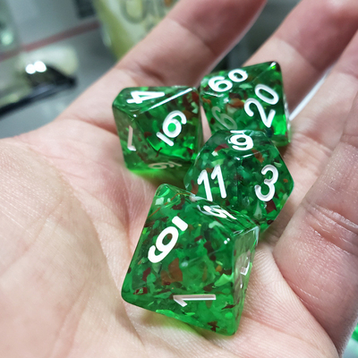 Sprite groen kristal Resin Boarding Dice Set dnd dobbelstenen