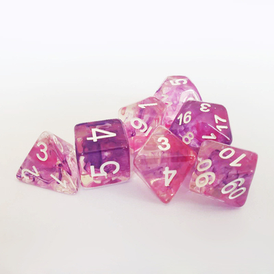 Kleurrijke roze paarse sterrenhemel Resin Boarding Dice Set dnd dice