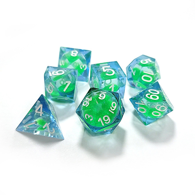 Groen vloeibaar stromend zand Hars multi-noodle tablet spel dobbelstenen set dnd dobbelstenen